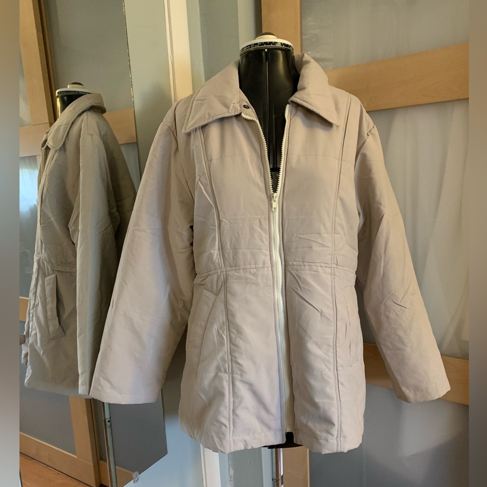 Quilt Puff-like Zipper Front Jacket, L